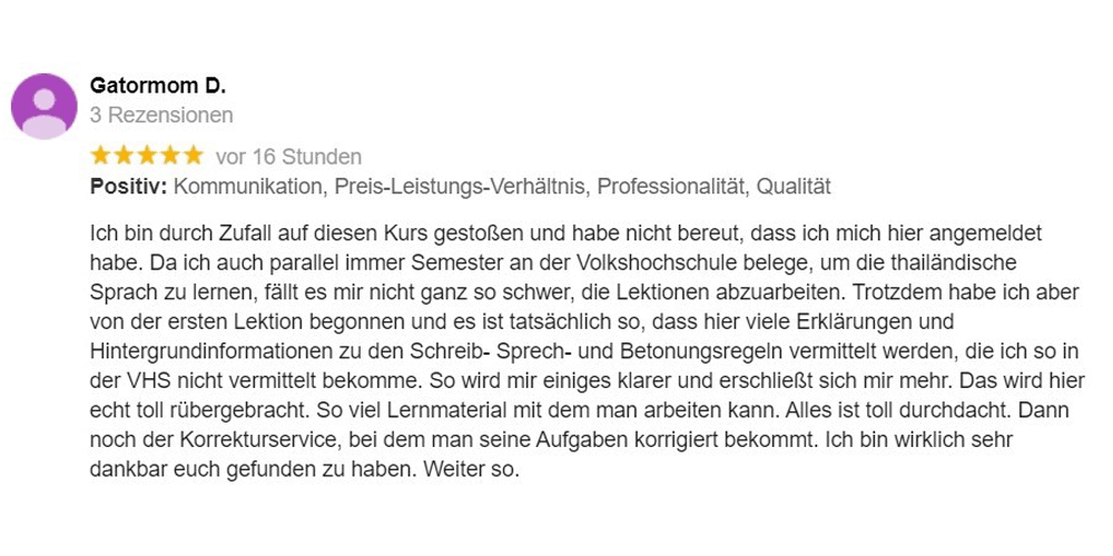 Bewertung 5 von Thailernen.net